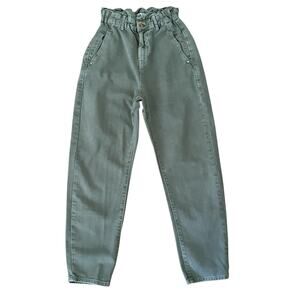 Zara Women's High Rise Green Denim Pants - Size 0